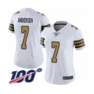 Women's New Orleans Saints #7 Morten Andersen Limited White Rush Vapor Untouchable 100th Season Football Jersey