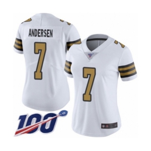 Women's New Orleans Saints #7 Morten Andersen Limited White Rush Vapor Untouchable 100th Season Football Jersey