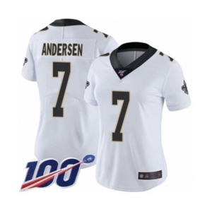 Women's New Orleans Saints #7 Morten Andersen White Vapor Untouchable Limited Player 100th Season Football Jersey