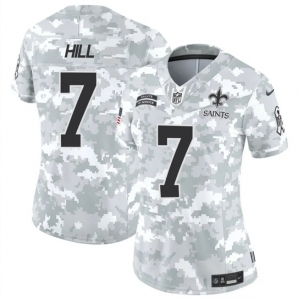 Women's New Orleans Saints #7 Taysom Hill 2024 F.U.S.E Arctic Camo Salute To Service Limited Stitched Football Jersey