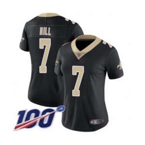 Women's New Orleans Saints #7 Taysom Hill Black Team Color Vapor Untouchable Limited Player 100th Season Football Jersey