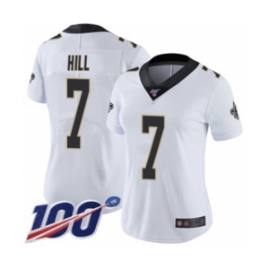 Women's New Orleans Saints #7 Taysom Hill White Vapor Untouchable Limited Player 100th Season Football Jersey