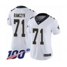 Women's New Orleans Saints #71 Ryan Ramczyk White Vapor Untouchable Limited Player 100th Season Football Jersey