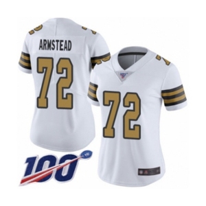 Women's New Orleans Saints #72 Terron Armstead Limited White Rush Vapor Untouchable 100th Season Football Jersey