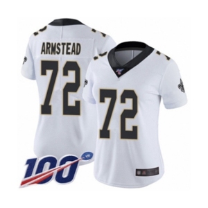 Women's New Orleans Saints #72 Terron Armstead White Vapor Untouchable Limited Player 100th Season Football Jersey