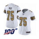 Women's New Orleans Saints #75 Andrus Peat Limited White Rush Vapor Untouchable 100th Season Football Jersey