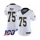 Women's New Orleans Saints #75 Andrus Peat White Vapor Untouchable Limited Player 100th Season Football Jersey