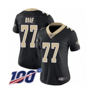 Women's New Orleans Saints #77 Willie Roaf Black Team Color Vapor Untouchable Limited Player 100th Season Football Jersey