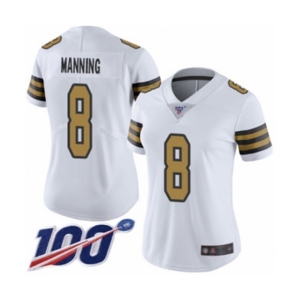 Women's New Orleans Saints #8 Archie Manning Limited White Rush Vapor Untouchable 100th Season Football Jersey