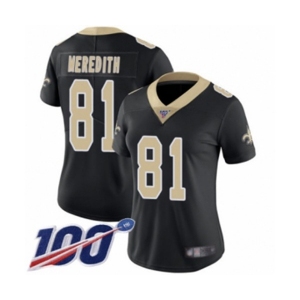 Women's New Orleans Saints #81 Cameron Meredith Black Team Color Vapor Untouchable Limited Player 100th Season Football Jersey