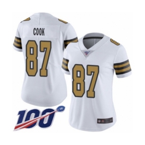 Women's New Orleans Saints #87 Jared Cook Limited White Rush Vapor Untouchable 100th Season Football Jersey