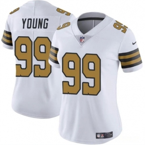 Women's New Orleans Saints #99 Chase Young White Color Rush Vapor Stitched  Jersey