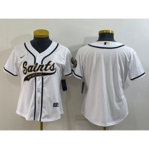 Women's New Orleans Saints Blank White With Patch Cool Base Stitched Baseball Jersey