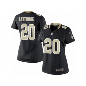Women's Nike New Orleans Saints #20 Marshon Lattimore Limited Black Team Color NFL Jersey