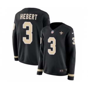 Women's Nike New Orleans Saints #3 Bobby Hebert Limited Black Therma Long Sleeve NFL Jersey