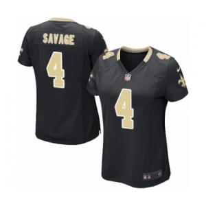 Women's Nike New Orleans Saints #4 Tom Savage Game Black Team Color NFL Jersey