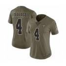 Women's Nike New Orleans Saints #4 Tom Savage Limited Olive 2017 Salute to Service NFL Jersey