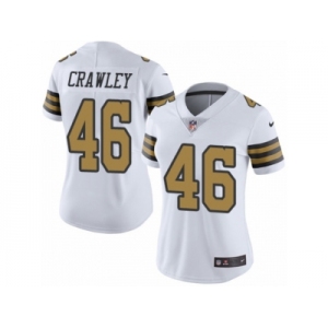 Women's Nike New Orleans Saints #46 Ken Crawley Limited White Rush NFL Jersey