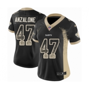 Women's Nike New Orleans Saints #47 Alex Anzalone Limited Black Rush Drift Fashion NFL Jersey