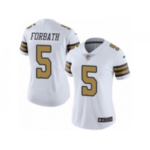 Women's Nike New Orleans Saints #5 Kai Forbath Limited White Rush NFL Jersey