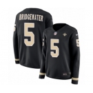 Women's Nike New Orleans Saints #5 Teddy Bridgewater Limited Black Therma Long Sleeve NFL Jersey