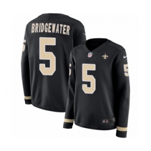 Women's Nike New Orleans Saints #5 Teddy Bridgewater Limited Black Therma Long Sleeve NFL Jersey