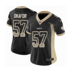 Women's Nike New Orleans Saints #57 Alex Okafor Limited Black Rush Drift Fashion NFL Jersey