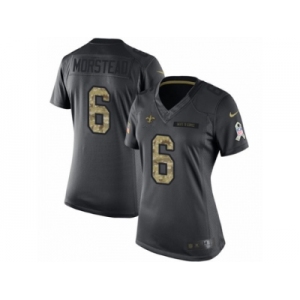 Women's Nike New Orleans Saints #6 Thomas Morstead Limited Black 2016 Salute to Service NFL Jersey