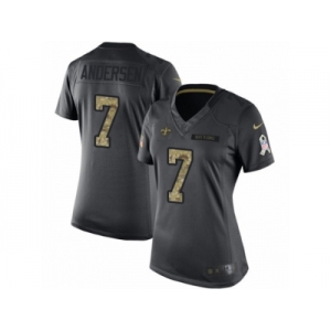 Women's Nike New Orleans Saints #7 Morten Andersen Limited Black 2016 Salute to Service NFL Jersey