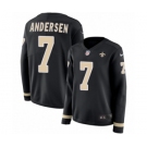 Women's Nike New Orleans Saints #7 Morten Andersen Limited Black Therma Long Sleeve NFL Jersey