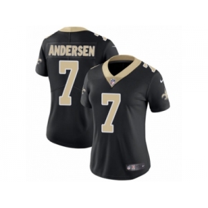 Women's Nike New Orleans Saints #7 Morten Andersen Vapor Untouchable Limited Black Team Color NFL Jersey