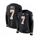 Women's Nike New Orleans Saints #7 Taysom Hill Limited Black Therma Long Sleeve NFL Jersey