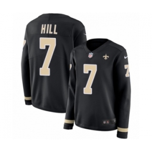 Women's Nike New Orleans Saints #7 Taysom Hill Limited Black Therma Long Sleeve NFL Jersey