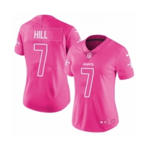 Women's Nike New Orleans Saints #7 Taysom Hill Limited Pink Rush Fashion NFL Jersey