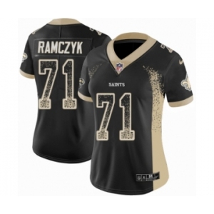 Women's Nike New Orleans Saints #71 Ryan Ramczyk Limited Black Rush Drift Fashion NFL Jersey