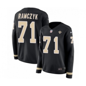 Women's Nike New Orleans Saints #71 Ryan Ramczyk Limited Black Therma Long Sleeve NFL Jersey