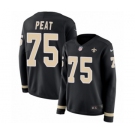 Women's Nike New Orleans Saints #75 Andrus Peat Limited Black Therma Long Sleeve NFL Jersey