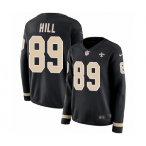 Women's Nike New Orleans Saints #89 Josh Hill Limited Black Therma Long Sleeve NFL Jersey