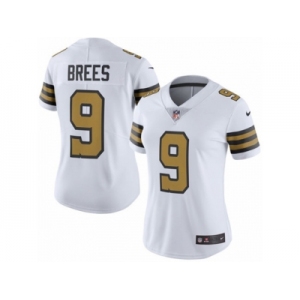 Women's Nike New Orleans Saints #9 Drew Brees Limited White Rush NFL Jersey