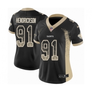 Women's Nike New Orleans Saints #91 Trey Hendrickson Limited Black Rush Drift Fashion NFL Jersey
