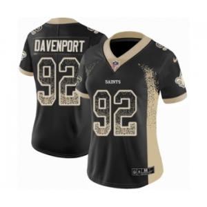 Women's Nike New Orleans Saints #92 Marcus Davenport Limited Black Rush Drift Fashion NFL Jersey