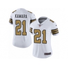 Women's Saints #21 Alvin Kamara White Stitched NFL Limited Rush Jersey