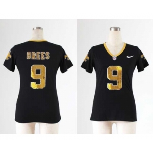 nike women nfl jerseys new orleans saints #9 brees black[刺绣亮片]