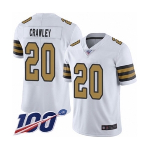 Youth New Orleans Saints #20 Ken Crawley Limited White Rush Vapor Untouchable 100th Season Football Jersey
