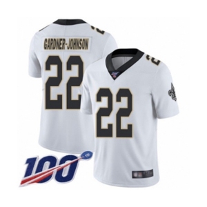 Youth New Orleans Saints #22 Chauncey Gardner-Johnson White Vapor Untouchable Limited Player 100th Season Football Jersey