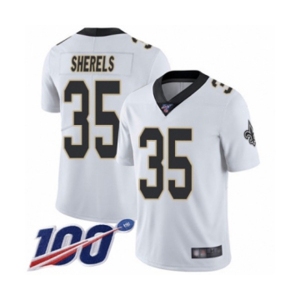 Youth New Orleans Saints #35 Marcus Sherels White Vapor Untouchable Limited Player 100th Season Football Jersey