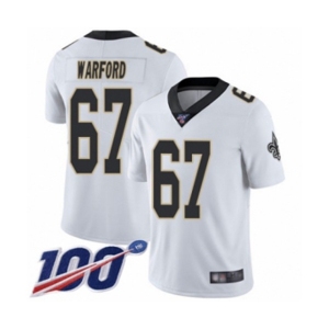Youth New Orleans Saints #67 Larry Warford White Vapor Untouchable Limited Player 100th Season Football Jersey