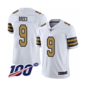 Youth New Orleans Saints #9 Drew Brees Limited White Rush Vapor Untouchable 100th Season Football Jersey