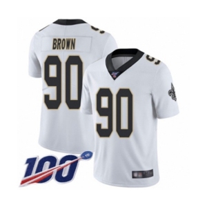 Youth New Orleans Saints #90 Malcom Brown White Vapor Untouchable Limited Player 100th Season Football Jersey