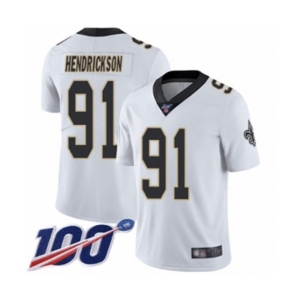 Youth New Orleans Saints #91 Trey Hendrickson White Vapor Untouchable Limited Player 100th Season Football Jersey